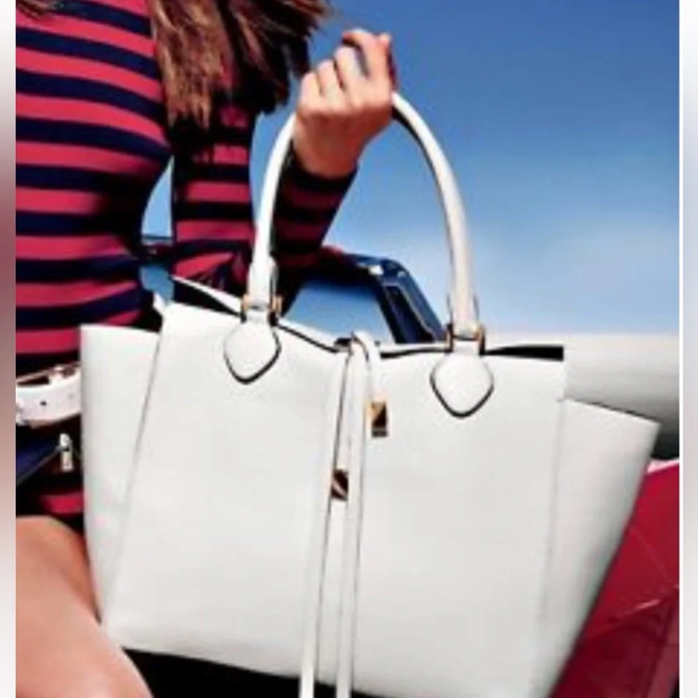 Rare Limited Edition Michael Kors Miranda White Leather/Shoulder Tote Bag EUC - Picture 3 of 16
